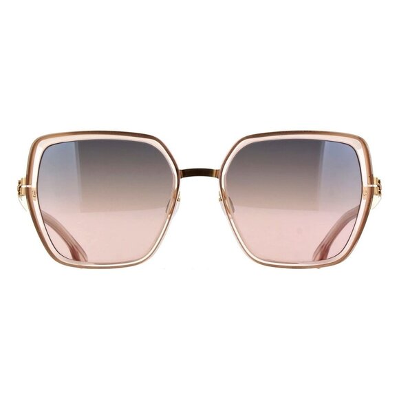 New IC! BERLIN D0091H208032442314mi Gold Square Zoe S Rose Gold Ice Tea Sunglass - Picture 2 of 4